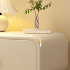 Table de chevet en bois blanc cassé à deux tiroirs pour chambre à coucher