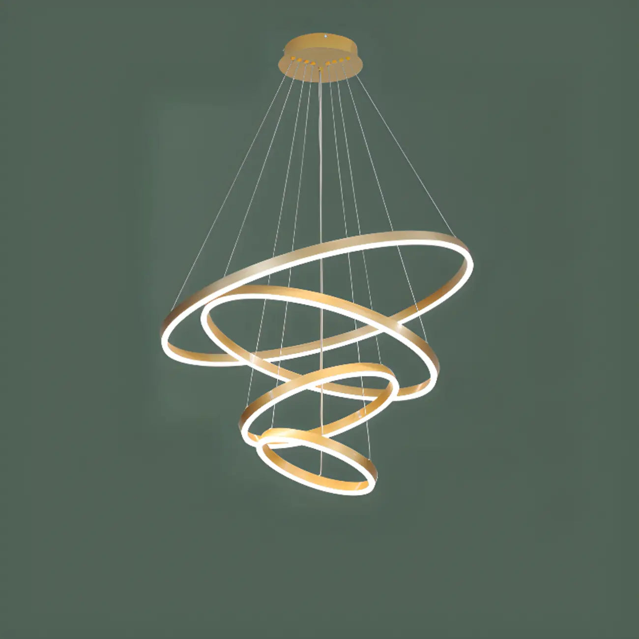 Lustre circulaire moderne à plusieurs niveaux avec télécommande LED pour escalier