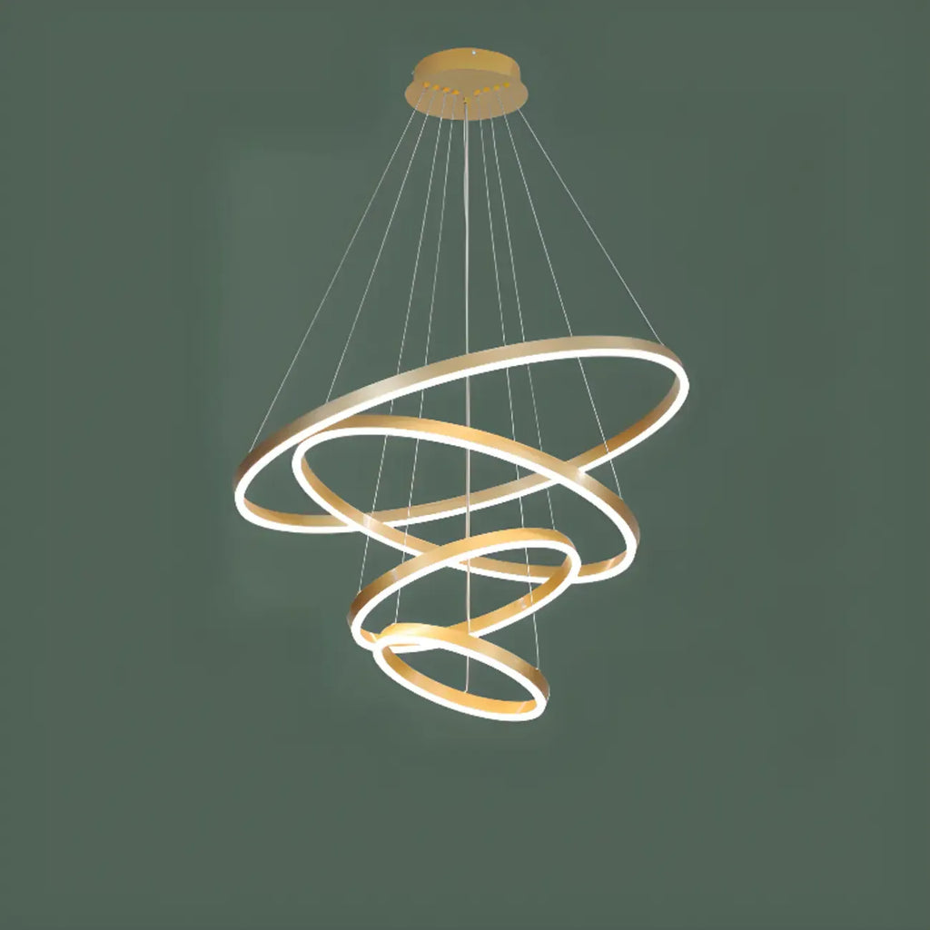 Lustre circulaire moderne à plusieurs niveaux avec télécommande LED pour escalier
