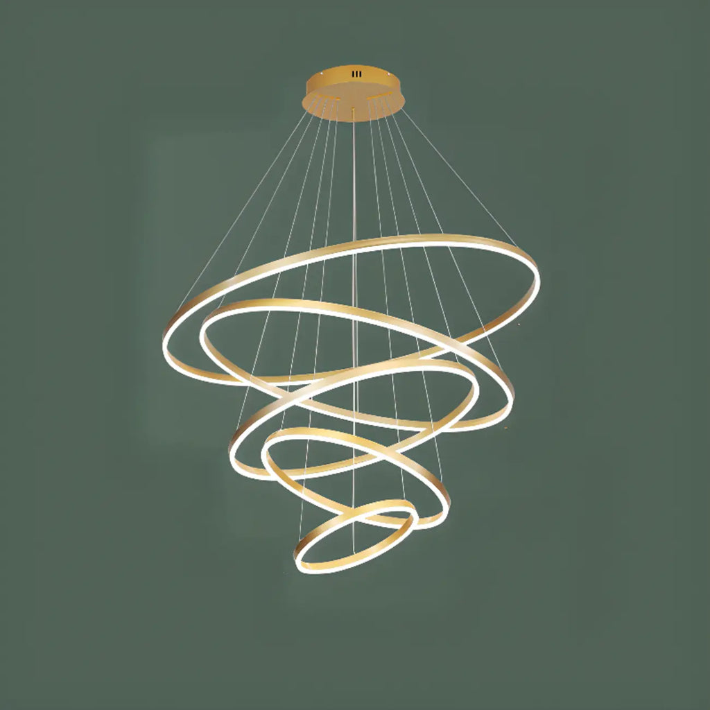 Lustre circulaire moderne à plusieurs niveaux avec télécommande LED pour escalier
