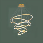 Lustre circulaire moderne à plusieurs niveaux avec télécommande LED pour escalier