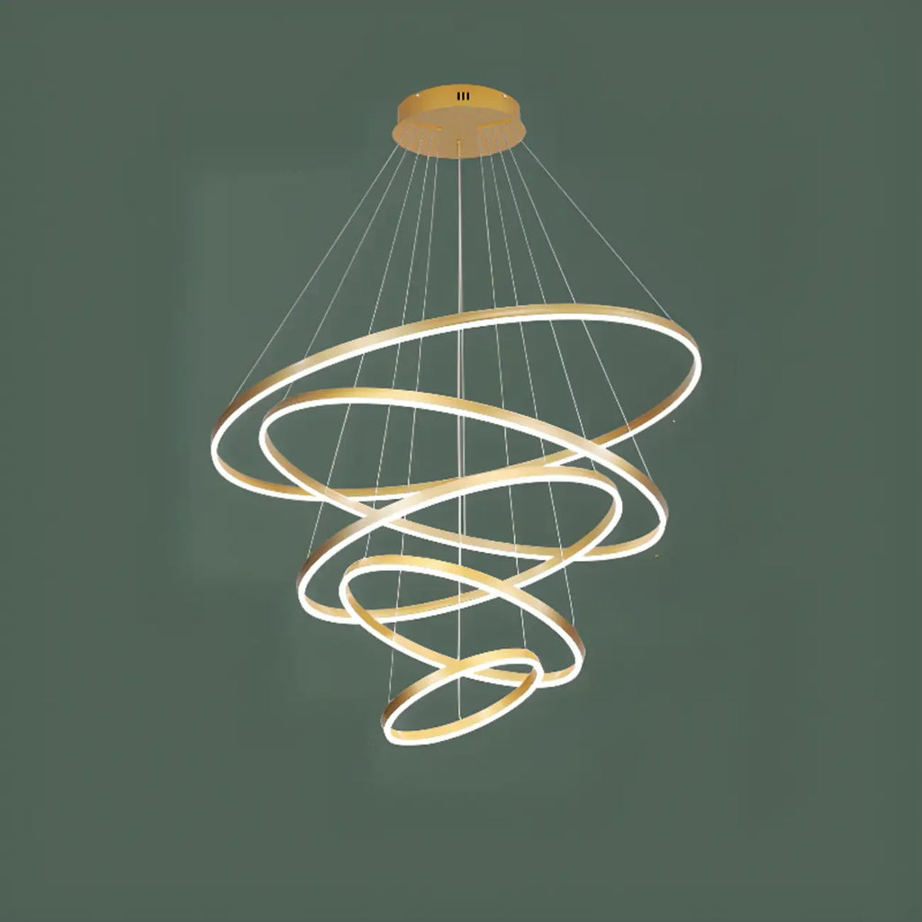 Lustre circulaire moderne à plusieurs niveaux avec télécommande LED pour escalier
