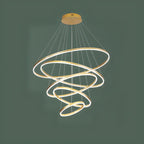 Lustre circulaire moderne à plusieurs niveaux avec télécommande LED pour escalier
