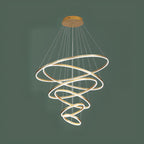 Lustre circulaire moderne à plusieurs niveaux avec télécommande LED pour escalier