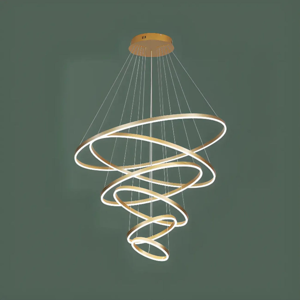 Lustre circulaire moderne à plusieurs niveaux avec télécommande LED pour escalier