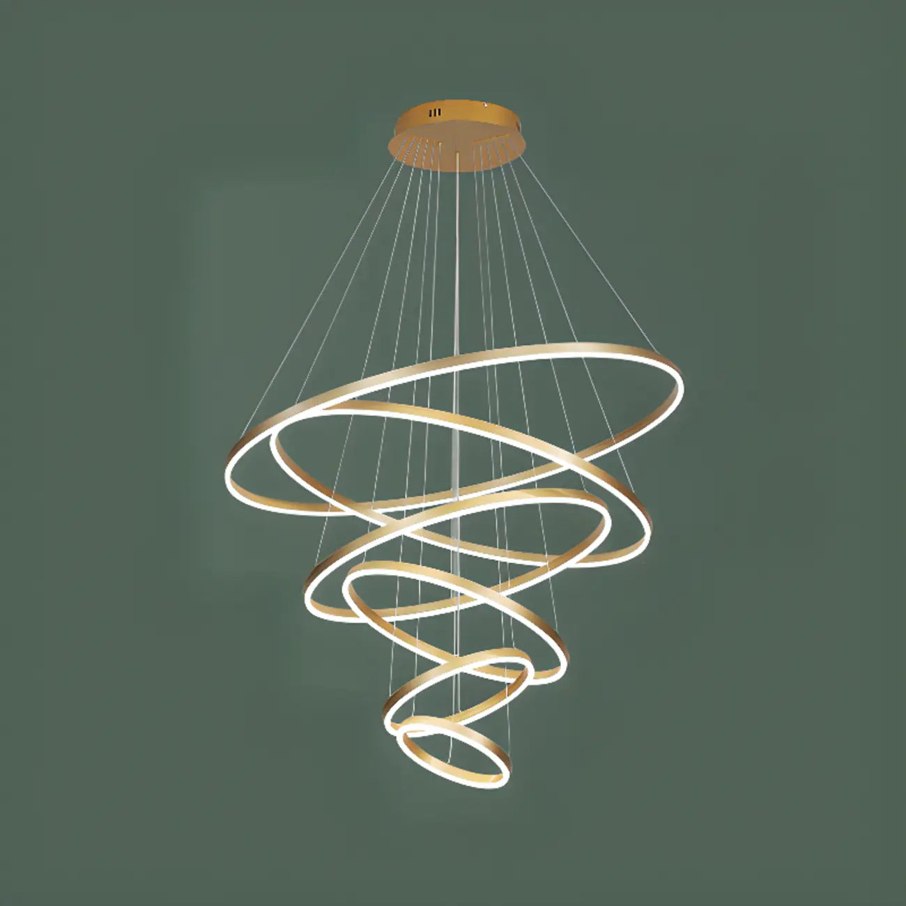 Lustre circulaire moderne à plusieurs niveaux avec télécommande LED pour escalier