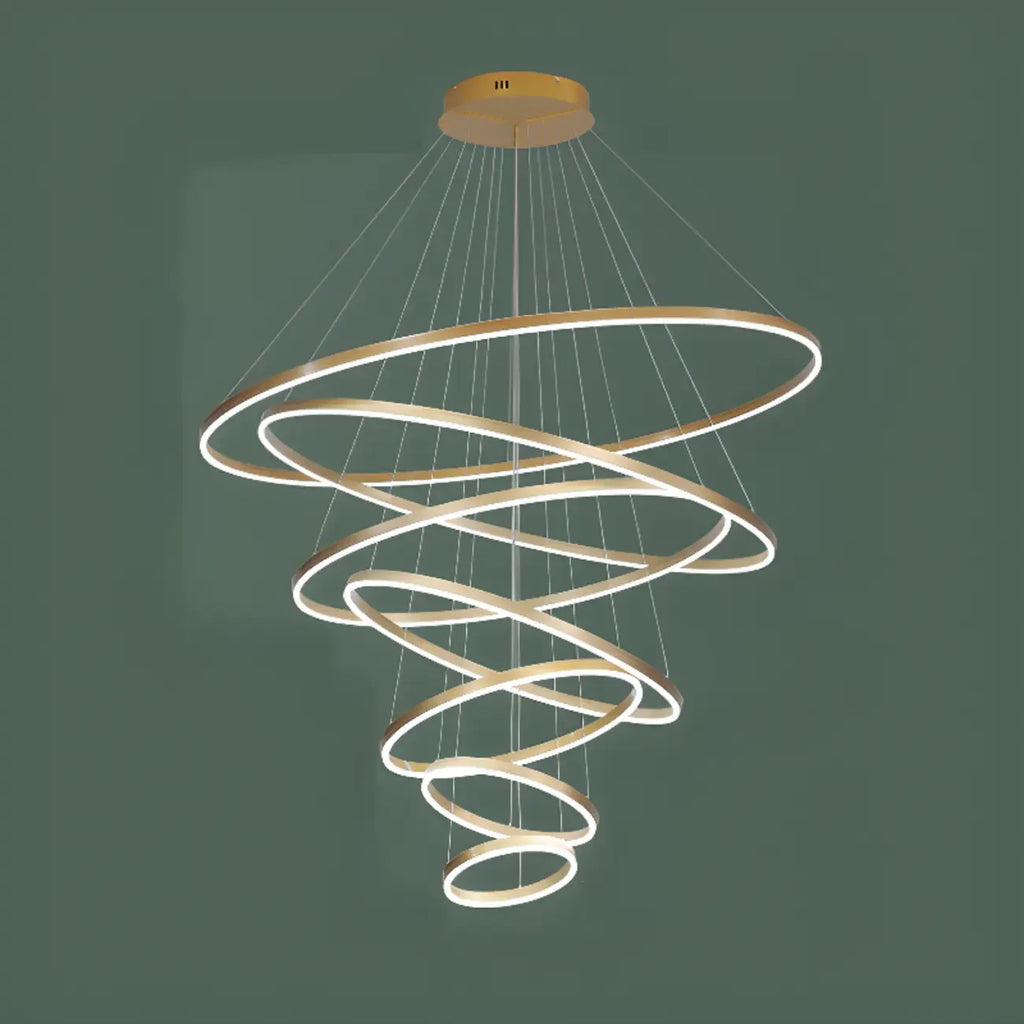 Lustre circulaire moderne à plusieurs niveaux avec télécommande LED pour escalier
