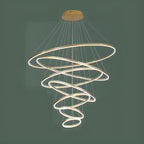 Lustre circulaire moderne à plusieurs niveaux avec télécommande LED pour escalier