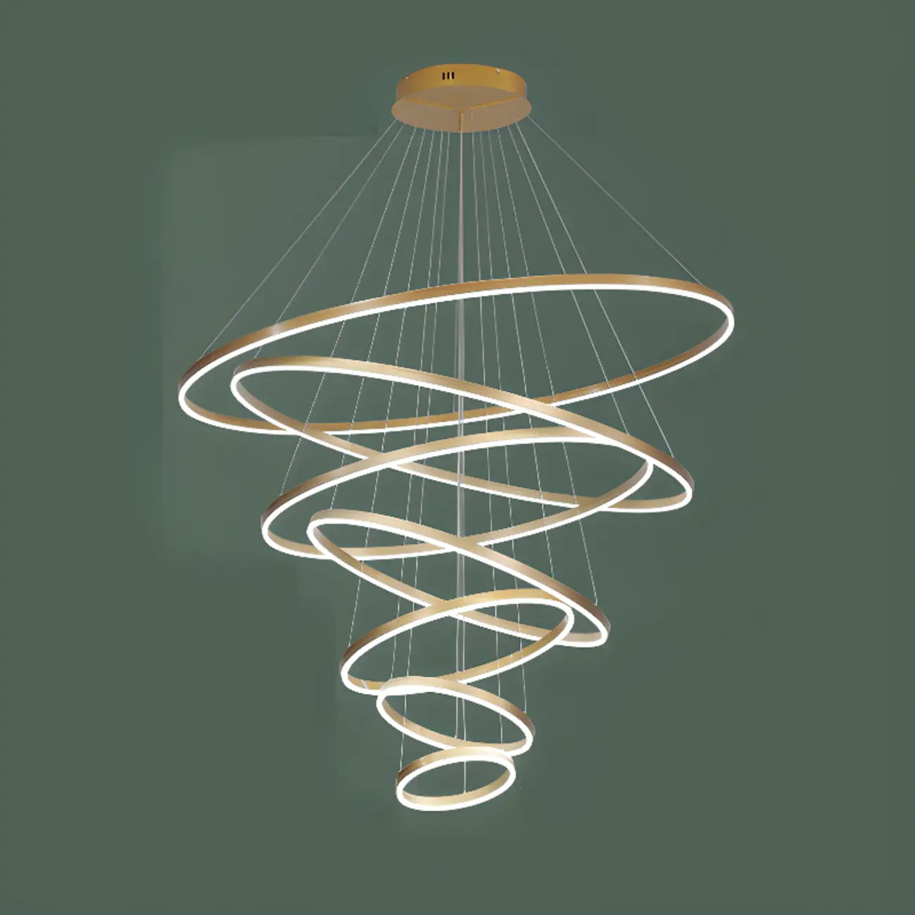 Lustre circulaire moderne à plusieurs niveaux avec télécommande LED pour escalier
