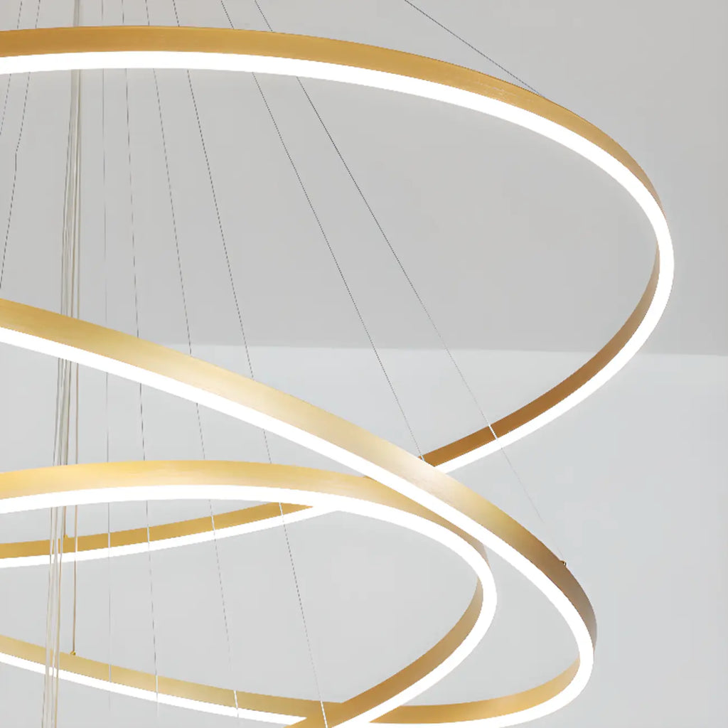 Lustre circulaire moderne à plusieurs niveaux avec télécommande LED pour escalier
