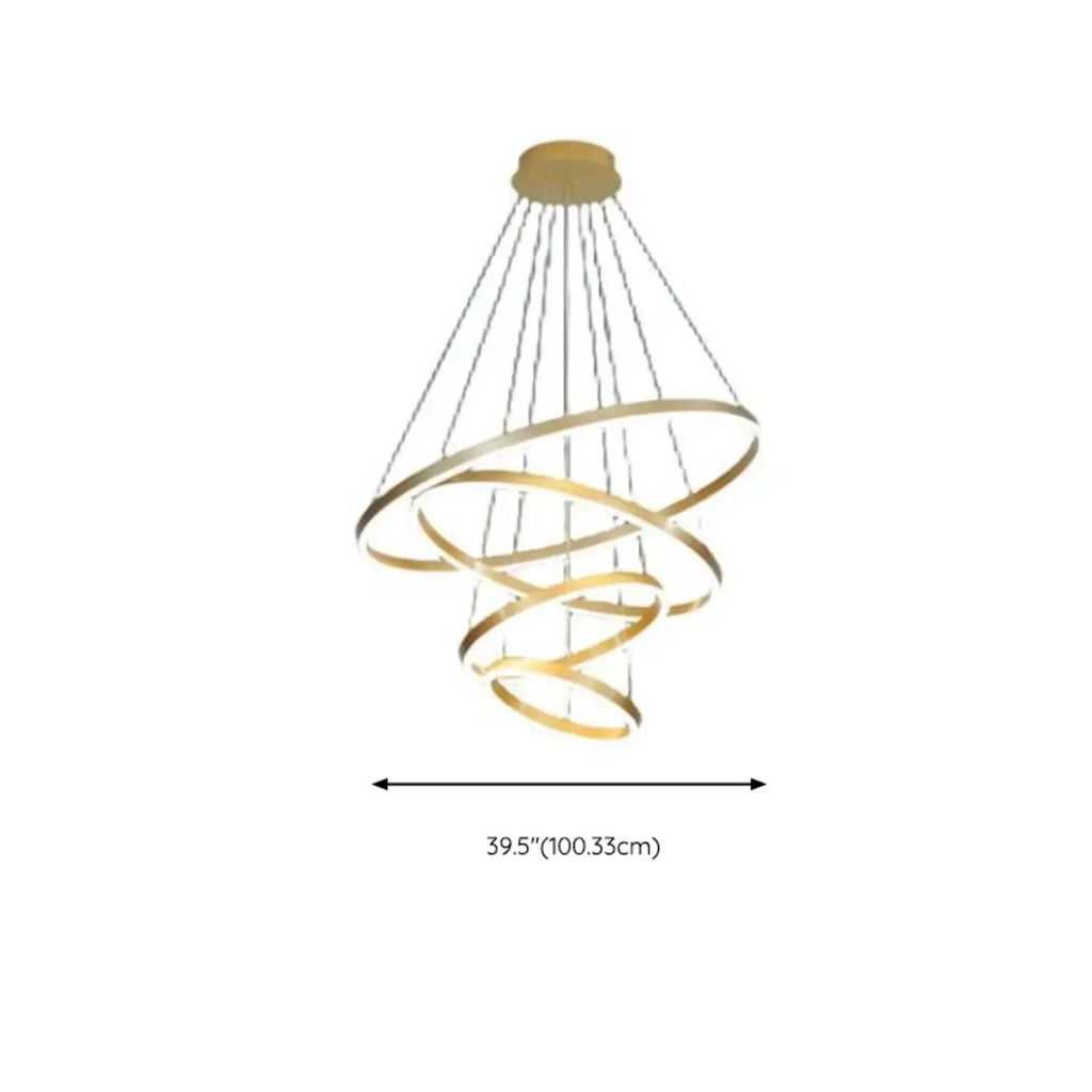 Lustre circulaire moderne à plusieurs niveaux avec télécommande LED pour escalier