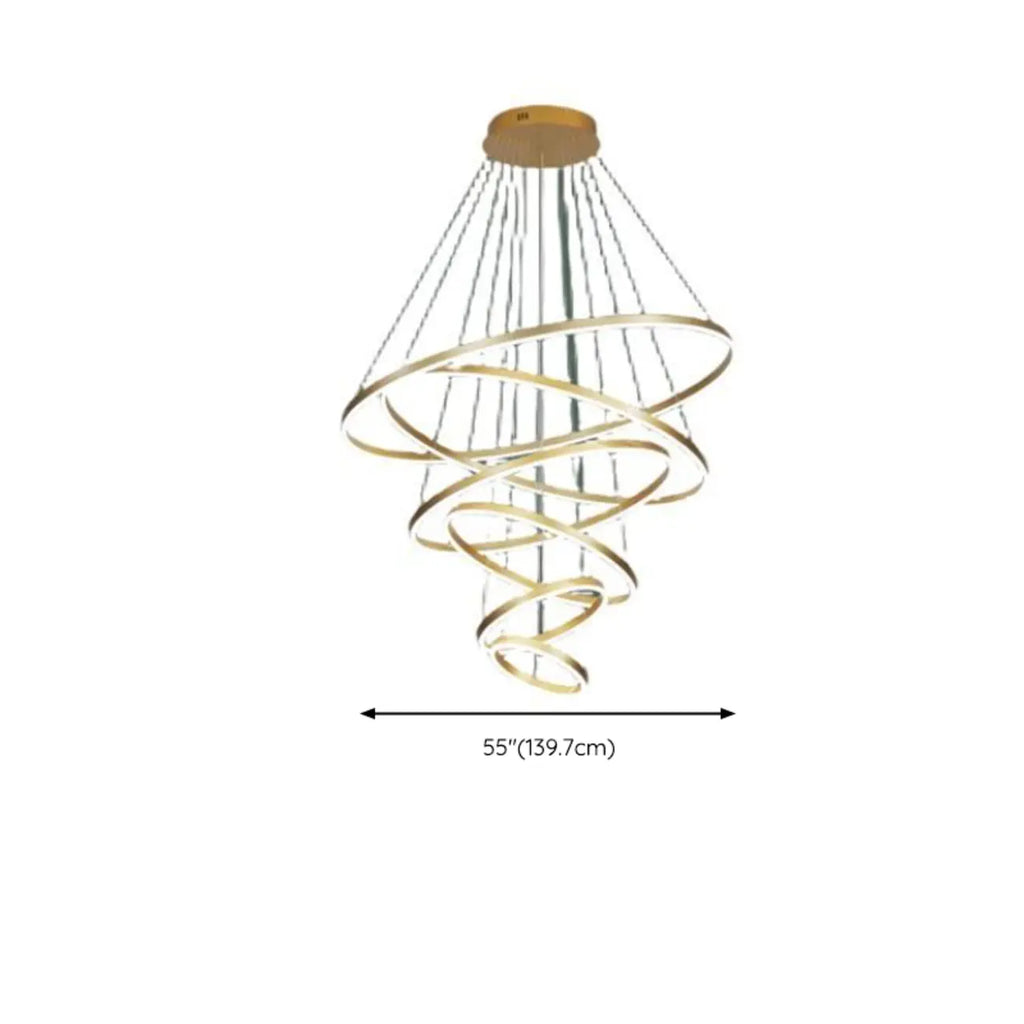 Lustre circulaire moderne à plusieurs niveaux avec télécommande LED pour escalier