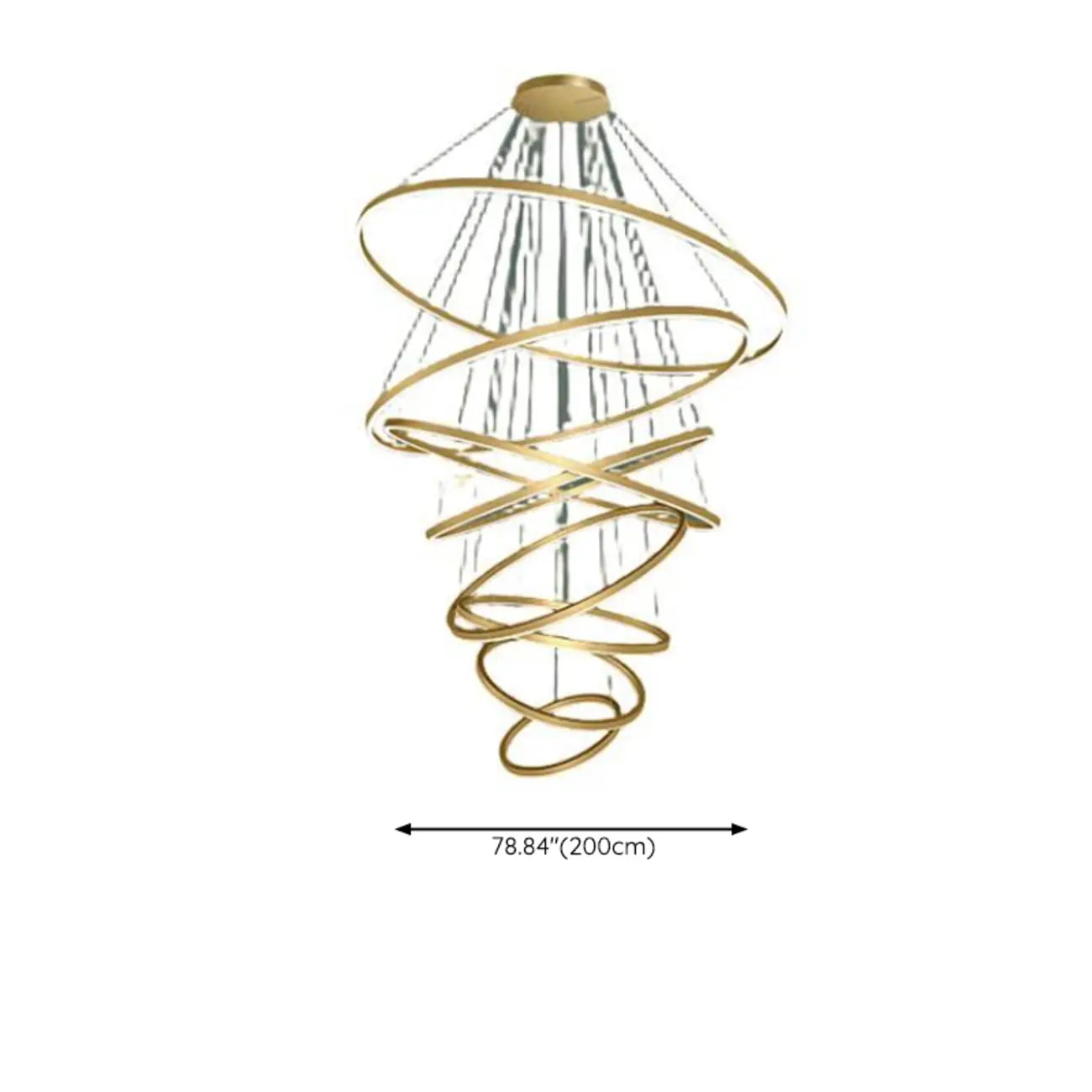Lustre circulaire moderne à plusieurs niveaux avec télécommande LED pour escalier