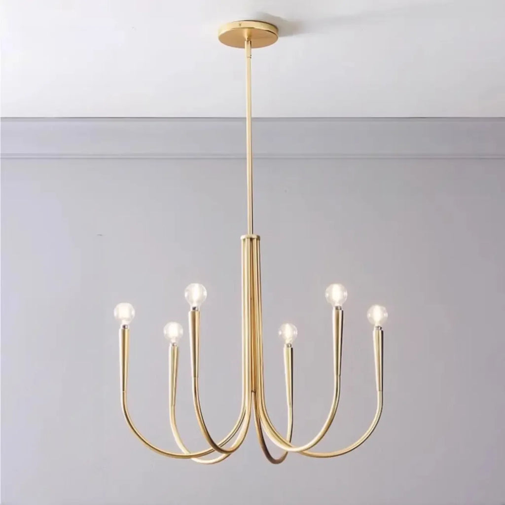 Lustre géométrique moderne doré à 6 lumières pour la décoration intérieure