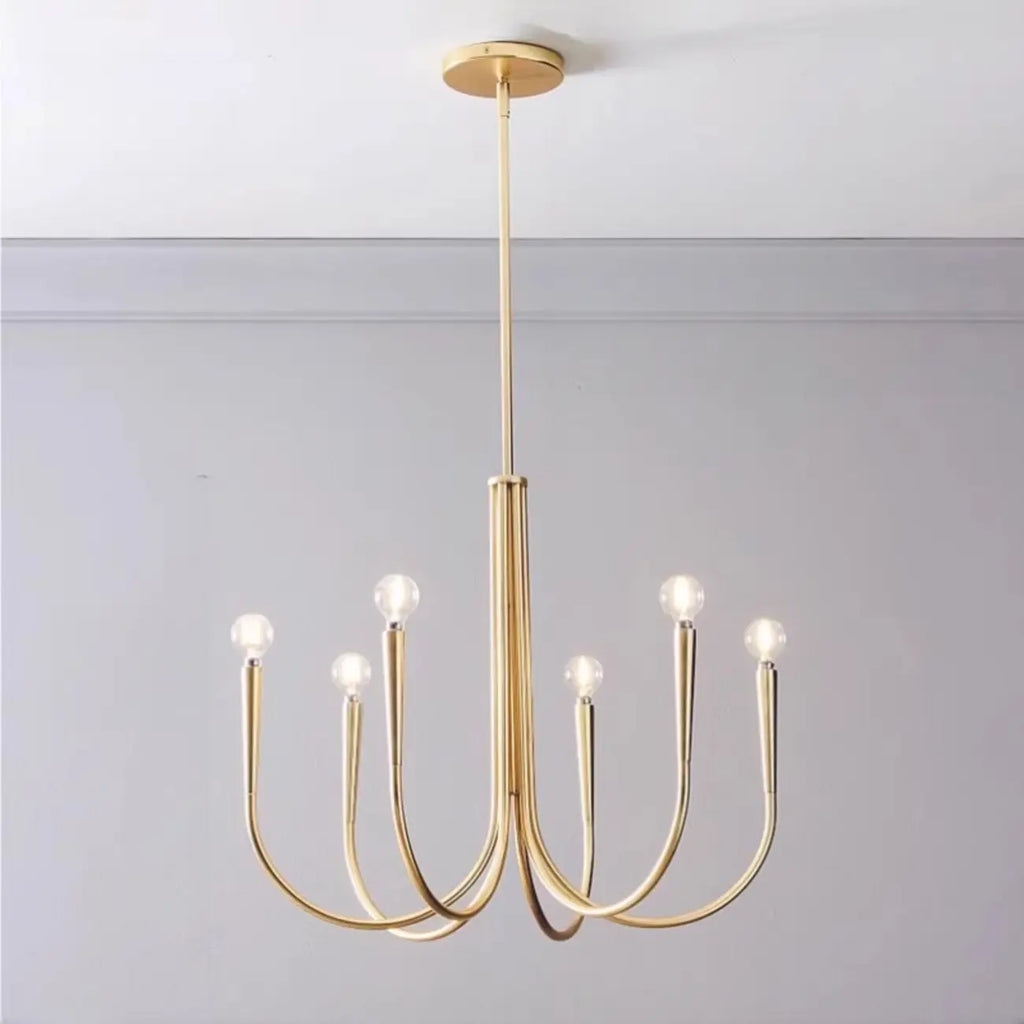Lustre géométrique moderne doré à 6 lumières pour la décoration intérieure