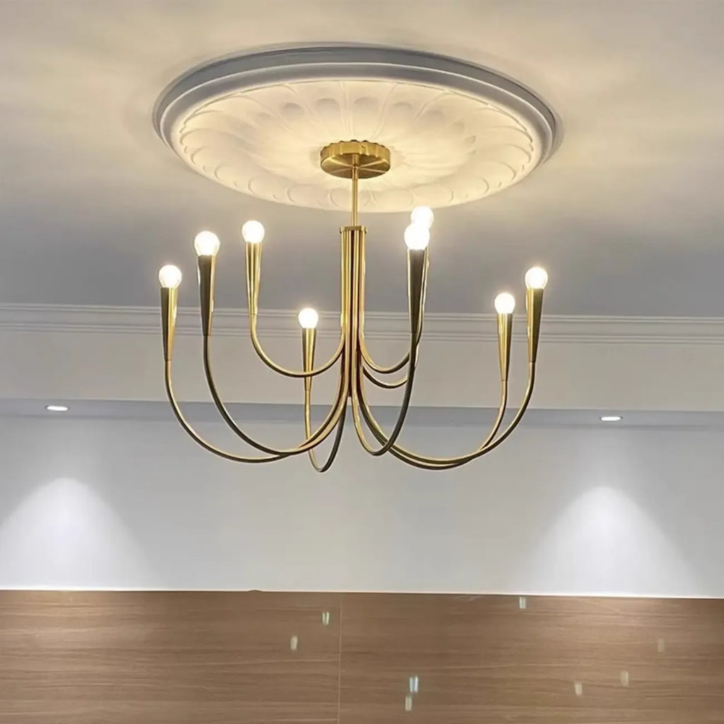 Lustre géométrique moderne doré à 6 lumières pour la décoration intérieure