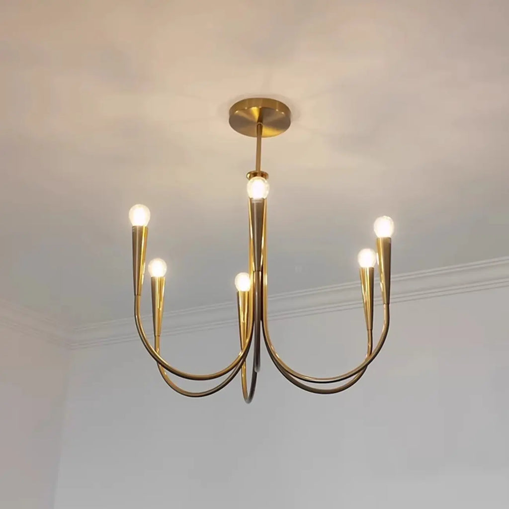 Lustre géométrique moderne doré à 6 lumières pour la décoration intérieure