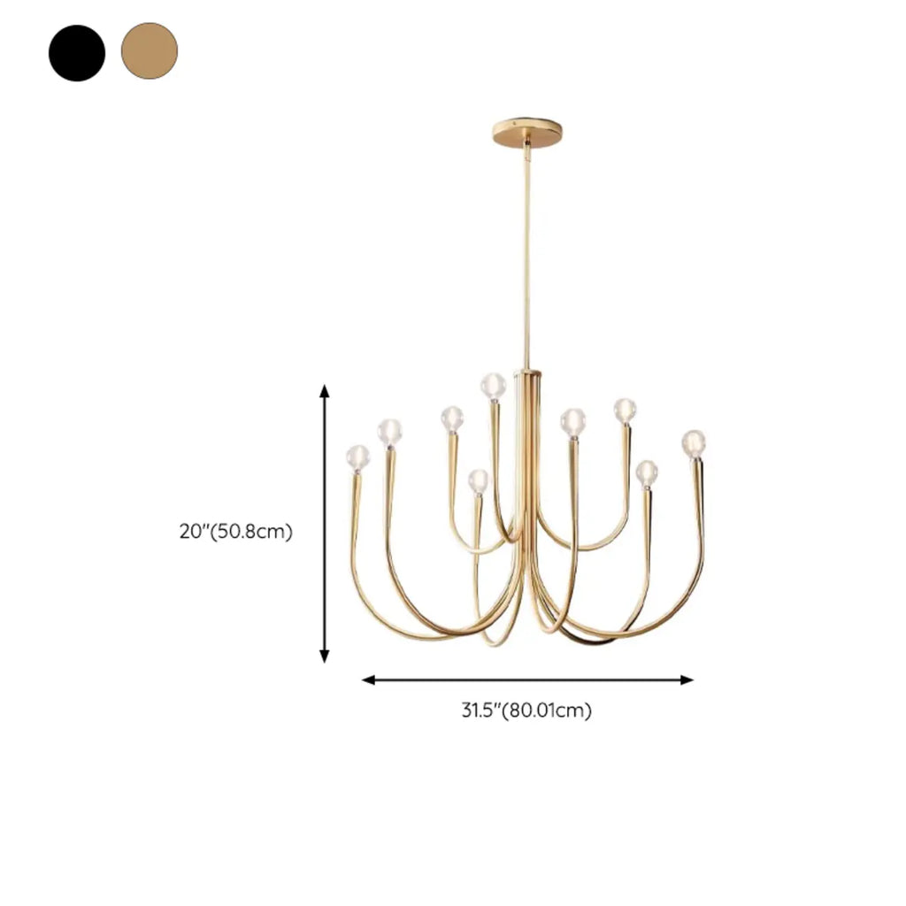 Lustre géométrique moderne doré à 6 lumières pour la décoration intérieure