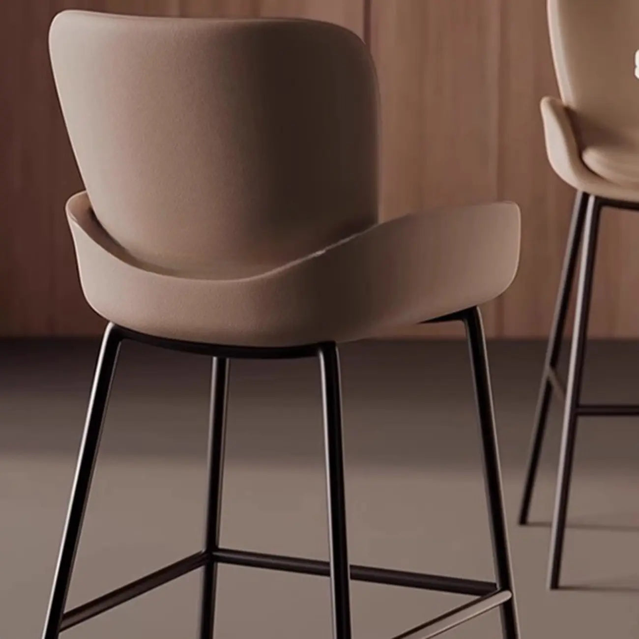 Tabourets de bar de comptoir en cuir à quatre pieds avec seau à café