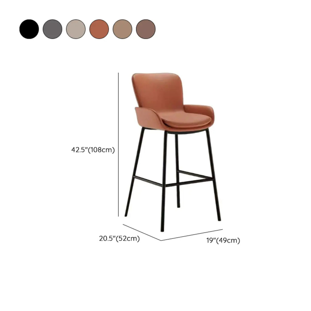 Tabourets de bar de comptoir en cuir à quatre pieds avec seau à café
