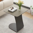 Table d'appoint carrée en métal avec plateau en cuir HomeyFad en forme de C