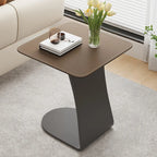 Table d'appoint carrée en métal avec plateau en cuir HomeyFad en forme de C