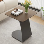 Table d'appoint carrée en métal avec plateau en cuir HomeyFad en forme de C