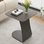 Table d'appoint carrée en métal avec plateau en cuir HomeyFad en forme de C