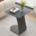 Table d'appoint carrée en métal avec plateau en cuir HomeyFad en forme de C