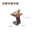 Table d'appoint carrée en métal avec plateau en cuir HomeyFad en forme de C