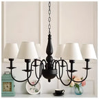 Lampadario 3-8 luci moderno classico in metallo e tessuto