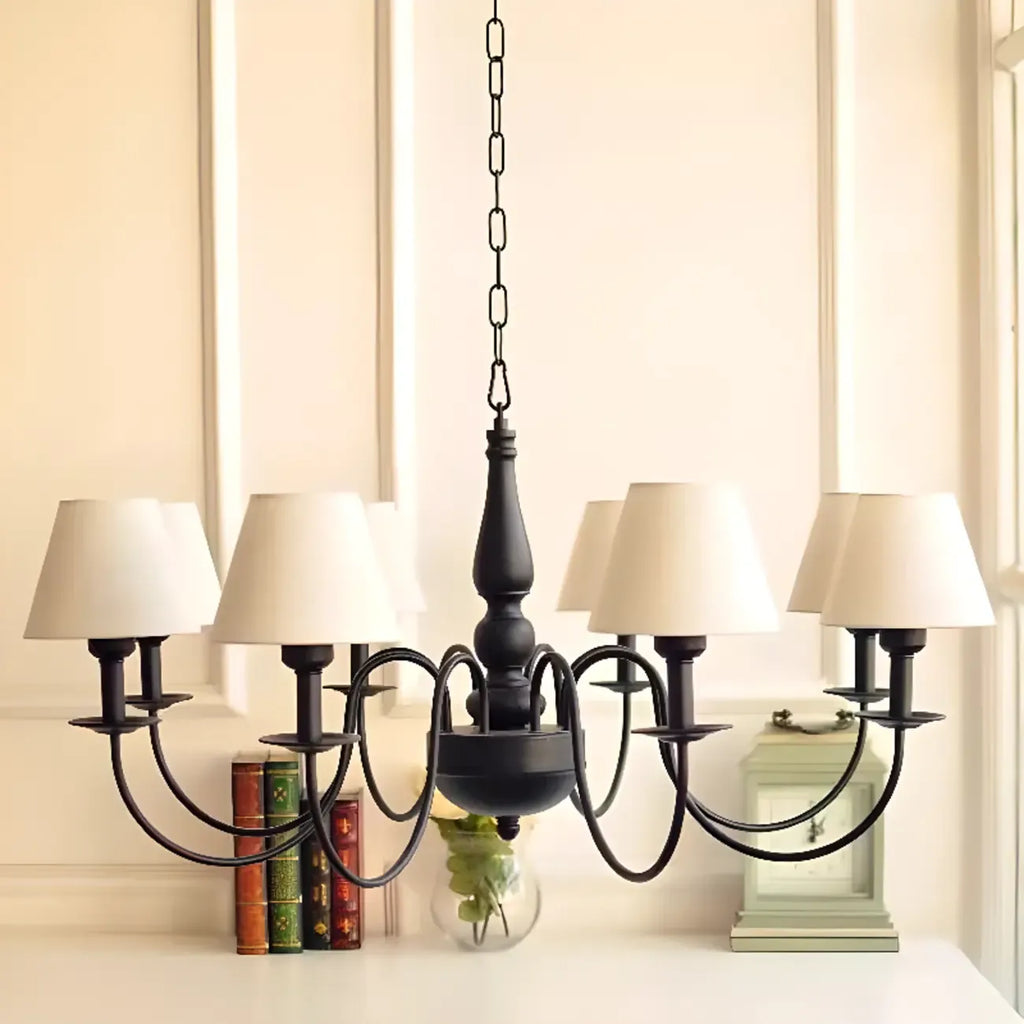Lampadario 3-8 luci moderno classico in metallo e tessuto