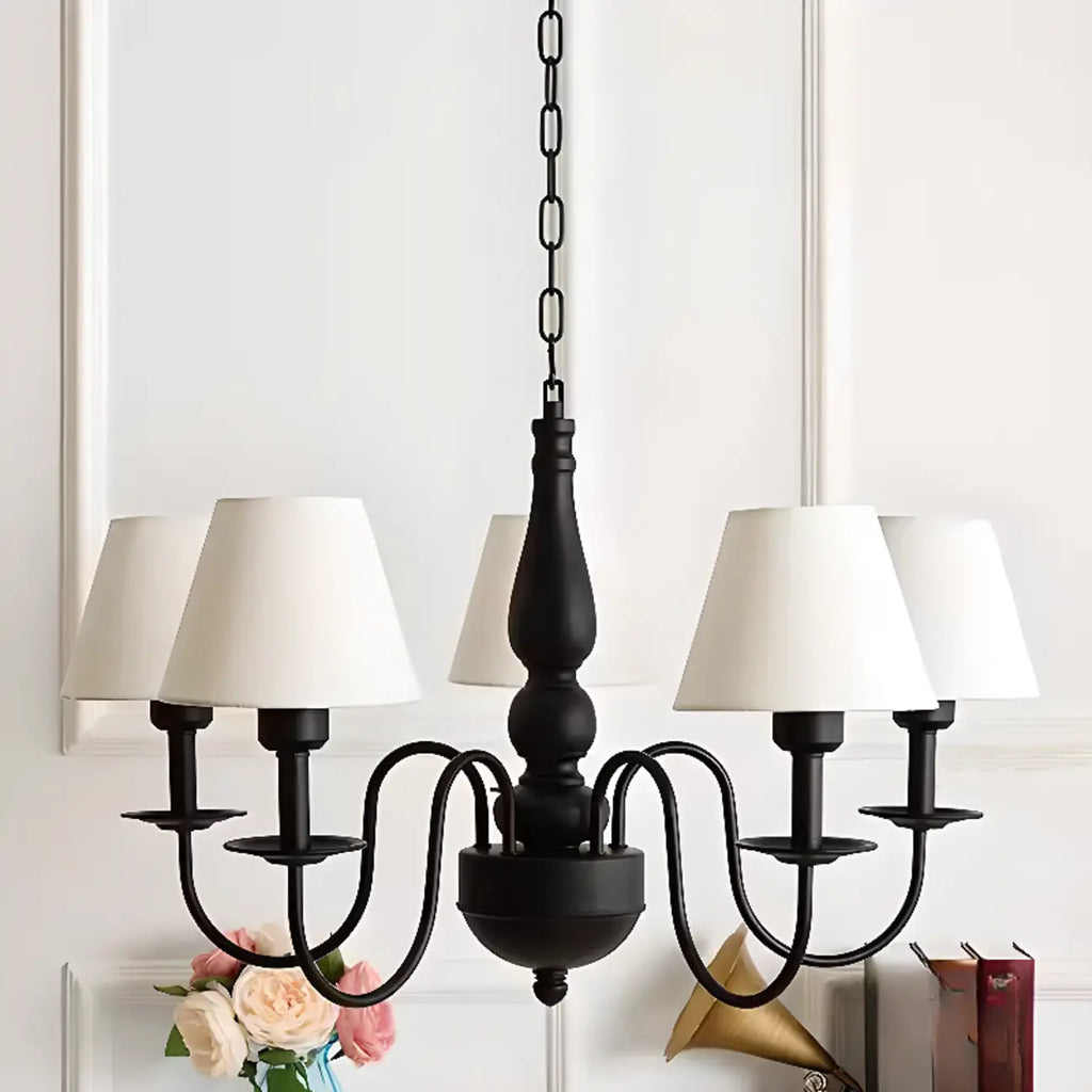 Lampadario 3-8 luci moderno classico in metallo e tessuto