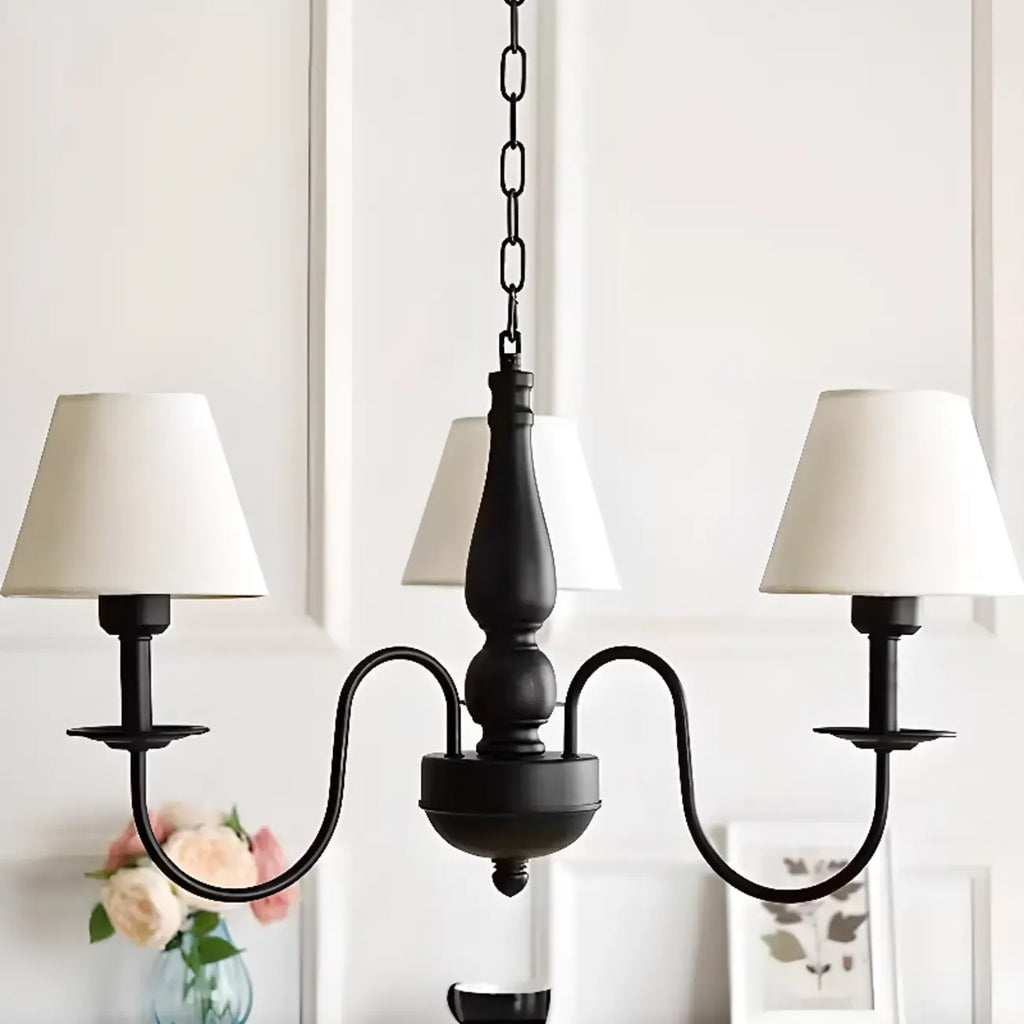Lampadario 3-8 luci moderno classico in metallo e tessuto