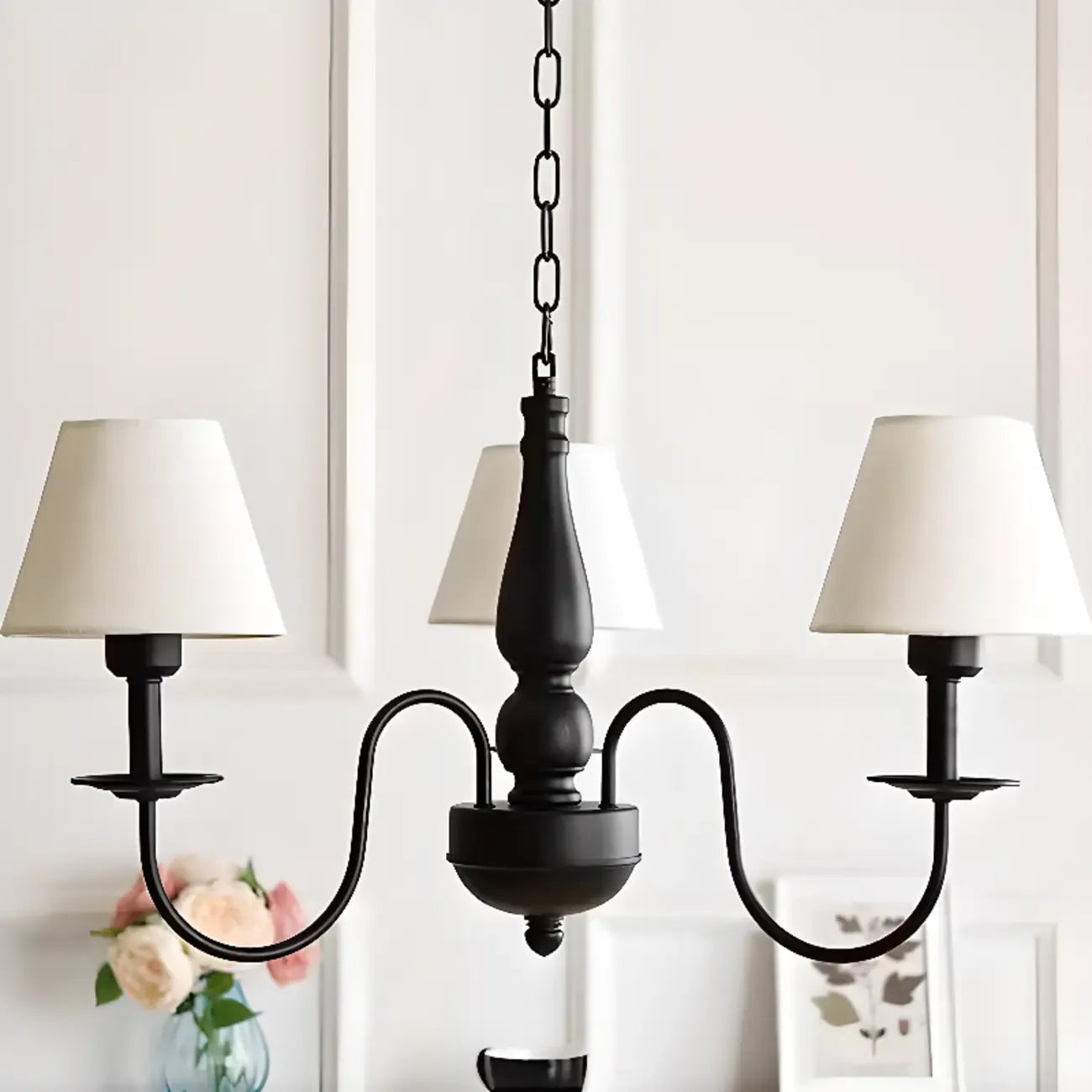 Lampadario 3-8 luci moderno classico in metallo e tessuto