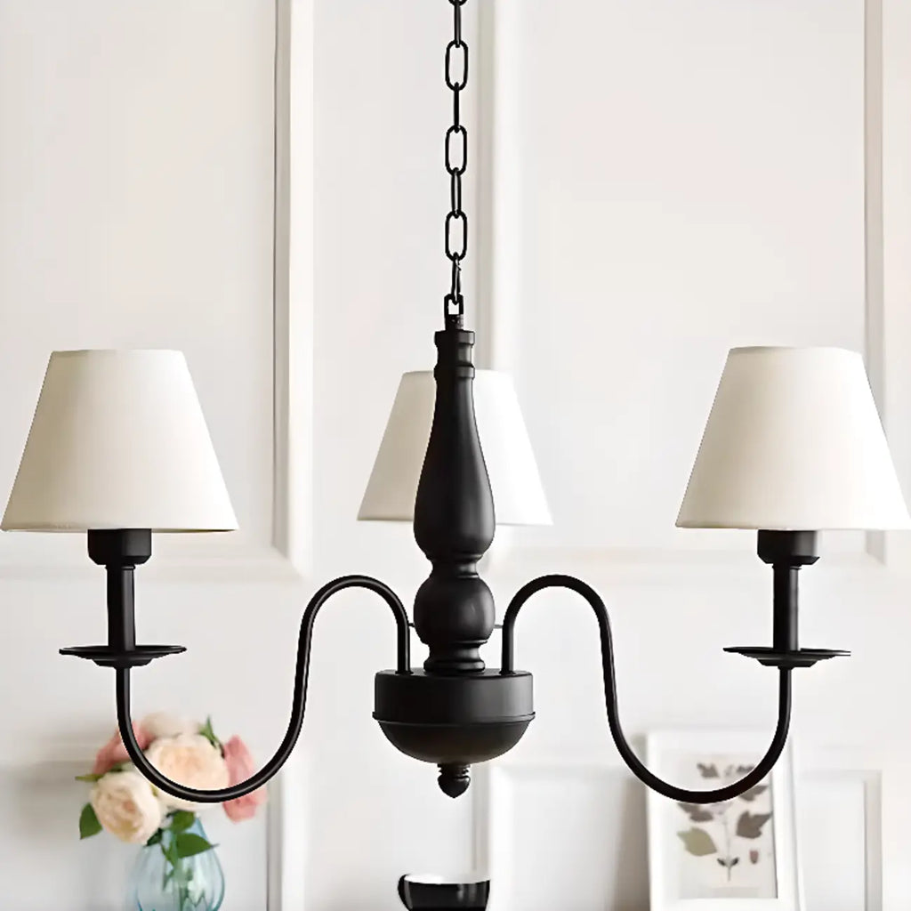 Lampadario 3-8 luci moderno classico in metallo e tessuto