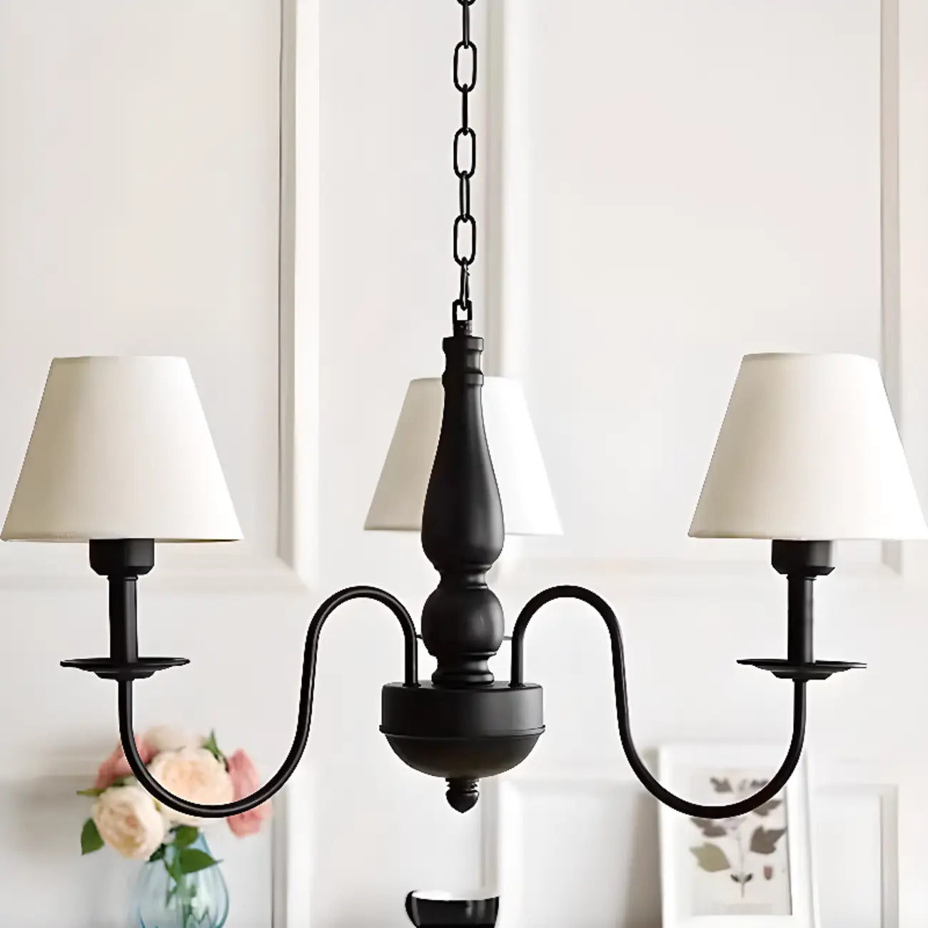 Lampadario 3-8 luci moderno classico in metallo e tessuto