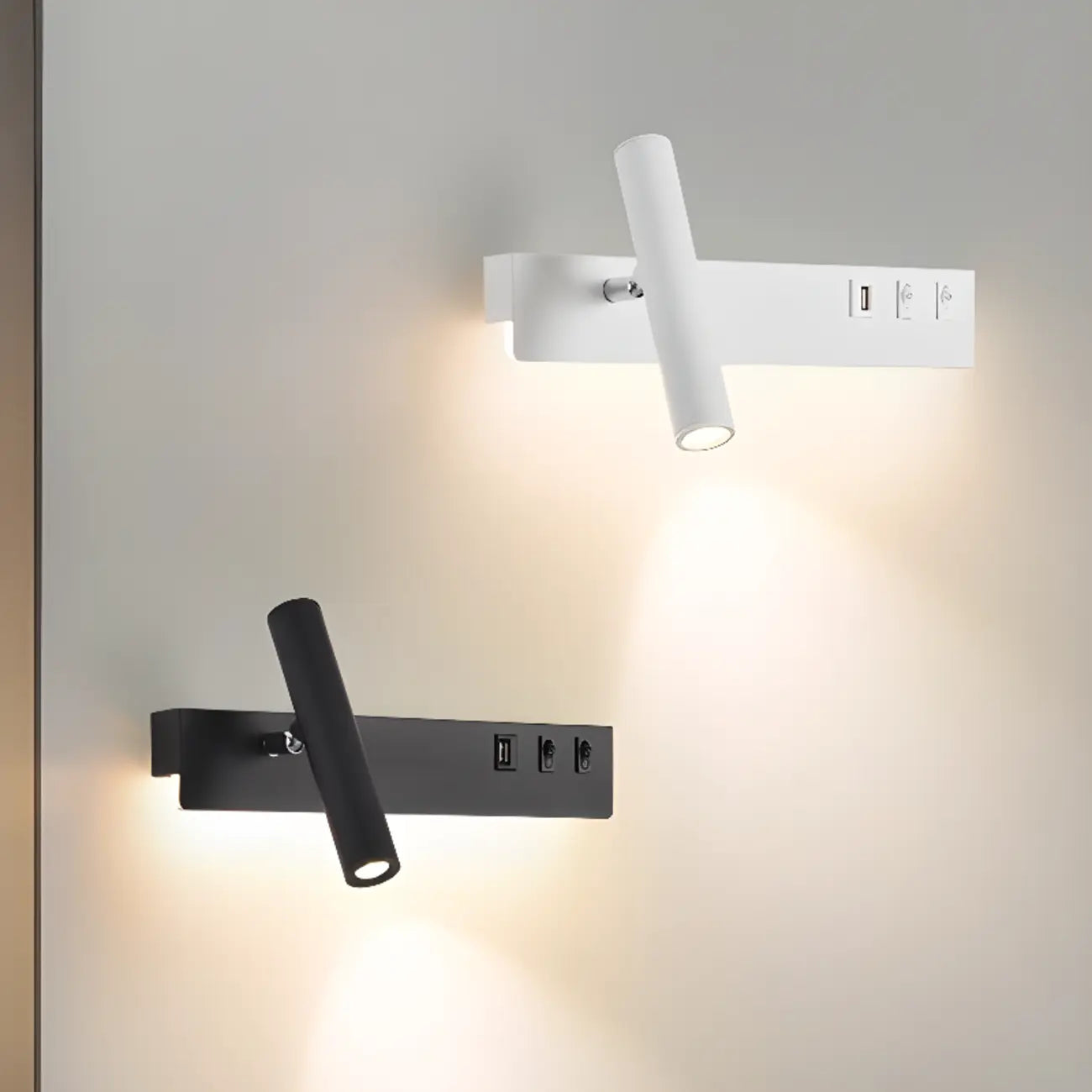 Applique murale moderne et minimaliste avec port USB et projecteur orientable