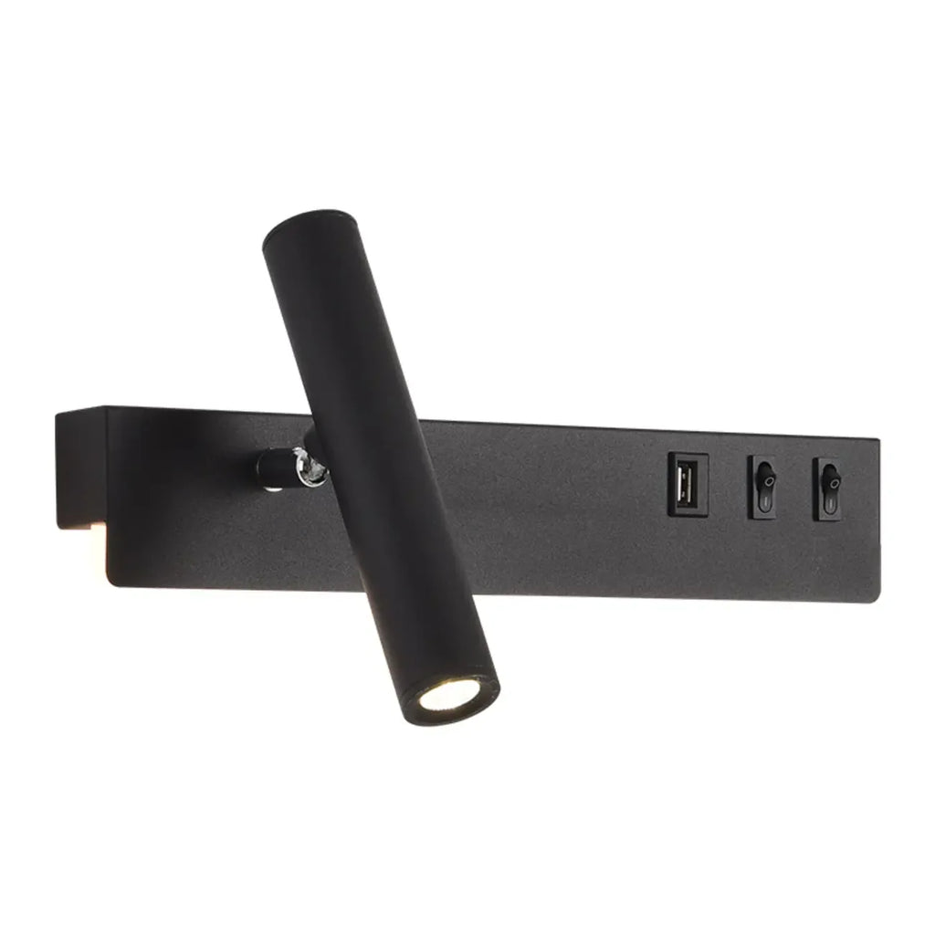 Applique murale moderne et minimaliste avec port USB et projecteur orientable