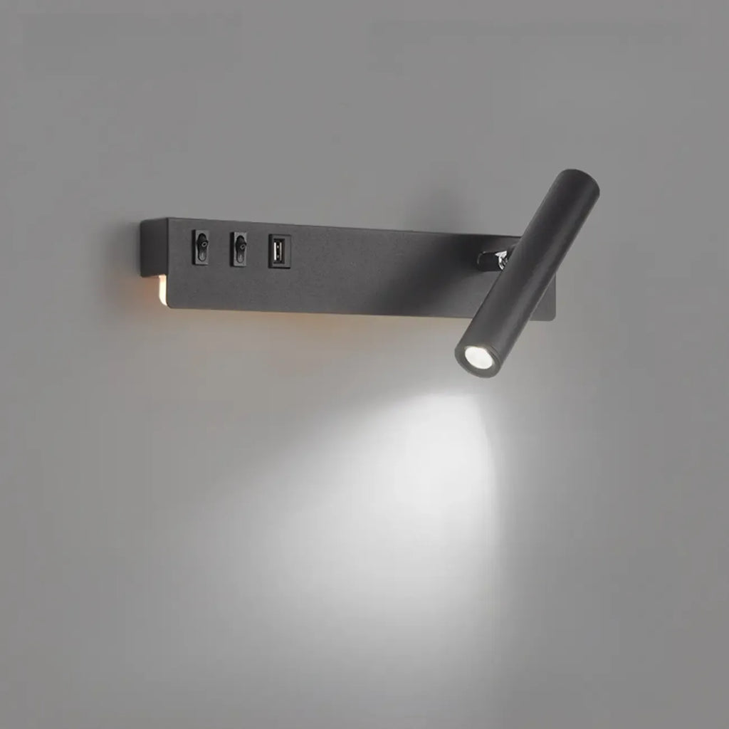 Applique murale moderne et minimaliste avec port USB et projecteur orientable