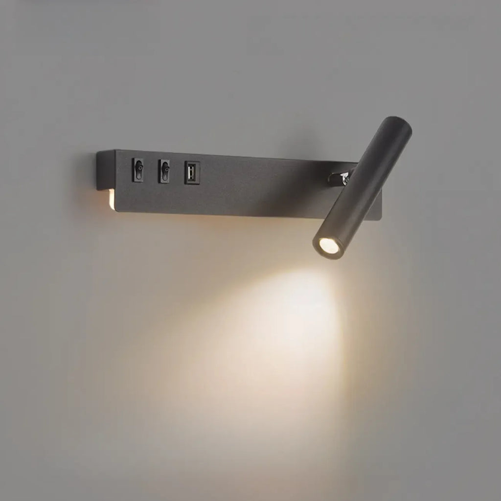 Applique murale moderne et minimaliste avec port USB et projecteur orientable