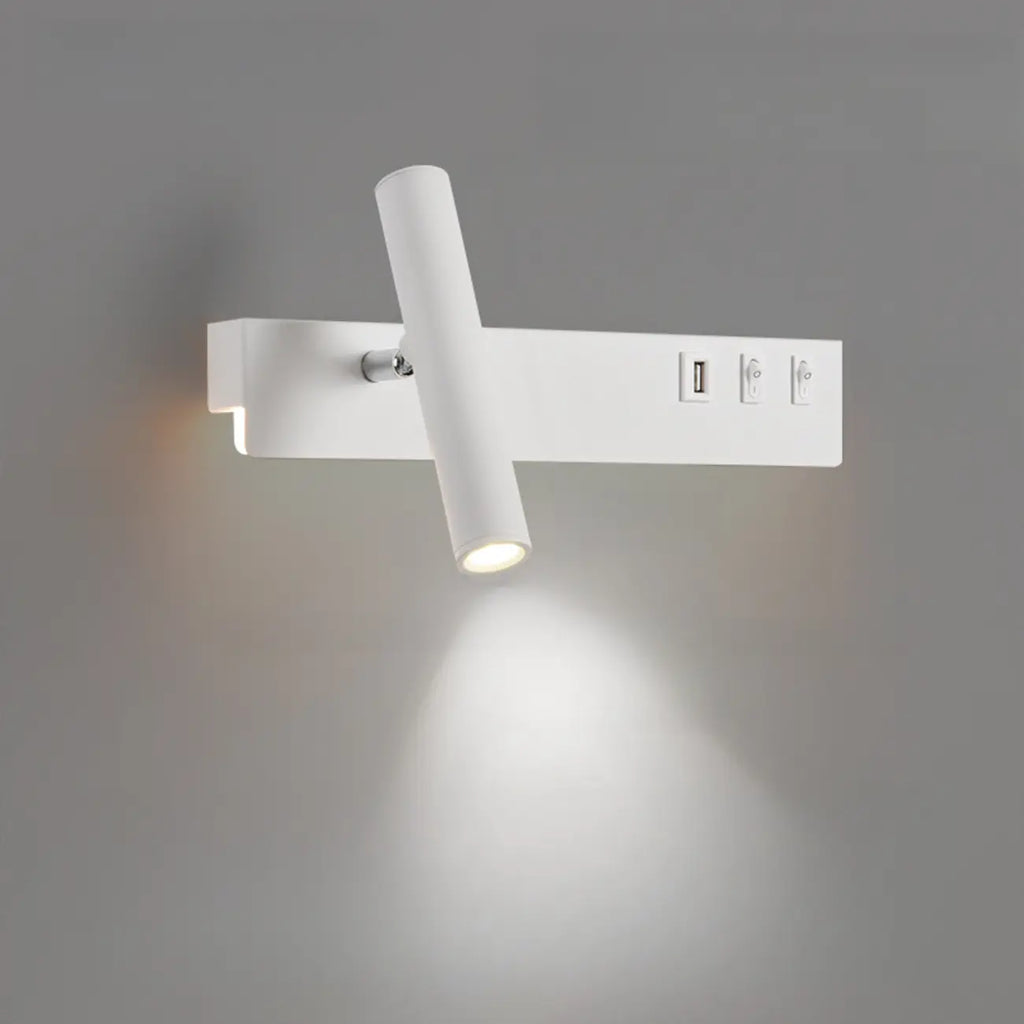 Applique murale moderne et minimaliste avec port USB et projecteur orientable