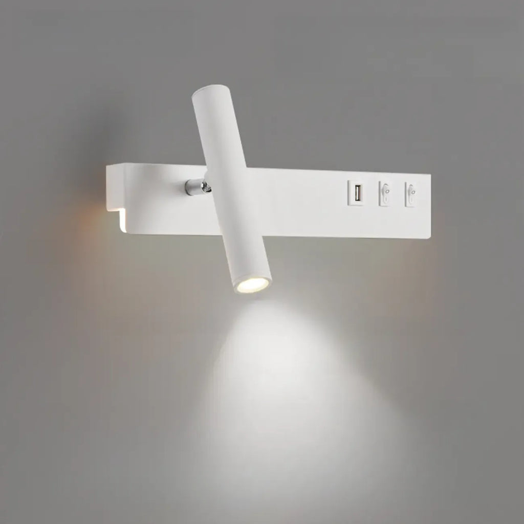 Applique murale moderne et minimaliste avec port USB et projecteur orientable