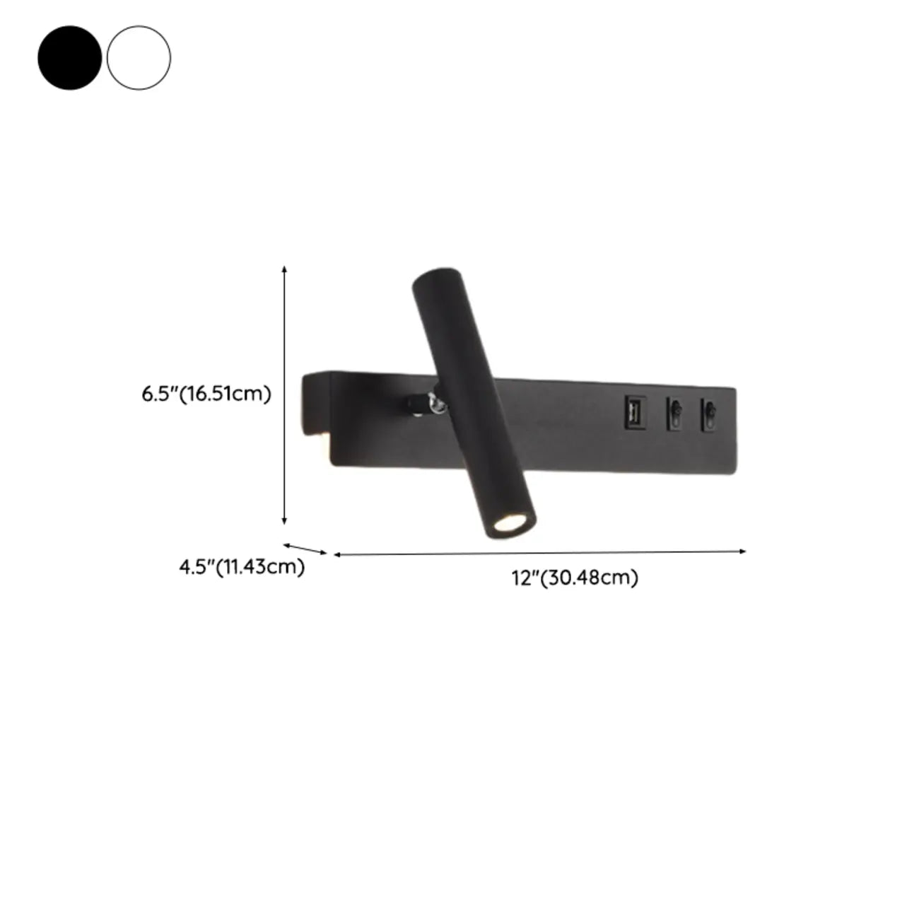 Applique murale moderne et minimaliste avec port USB et projecteur orientable
