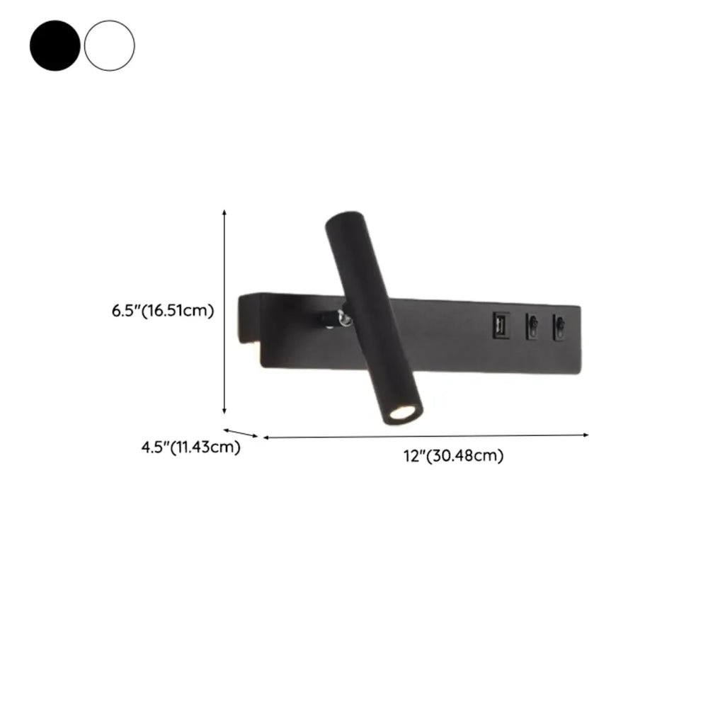 Applique murale moderne et minimaliste avec port USB et projecteur orientable