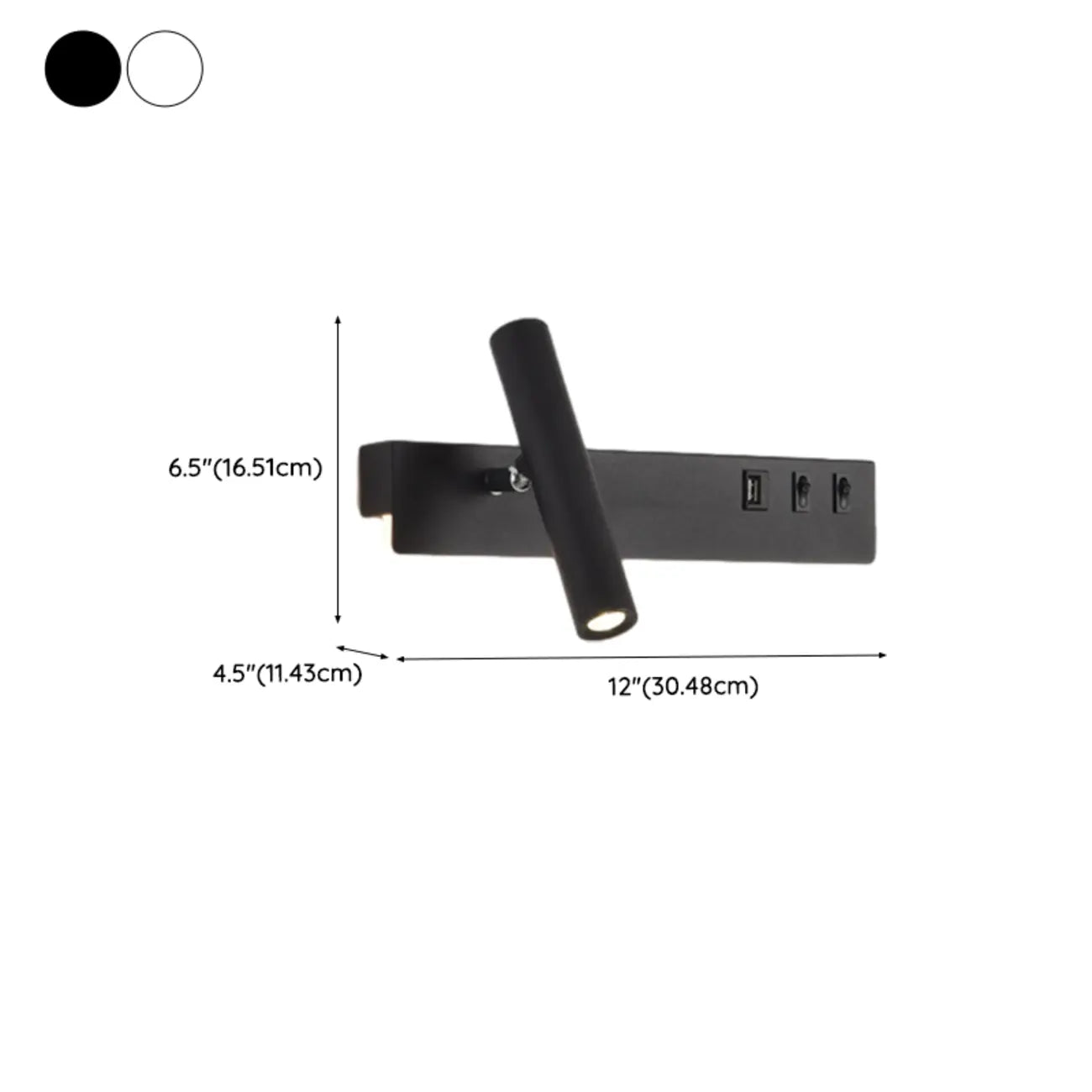 Applique murale moderne et minimaliste avec port USB et projecteur orientable