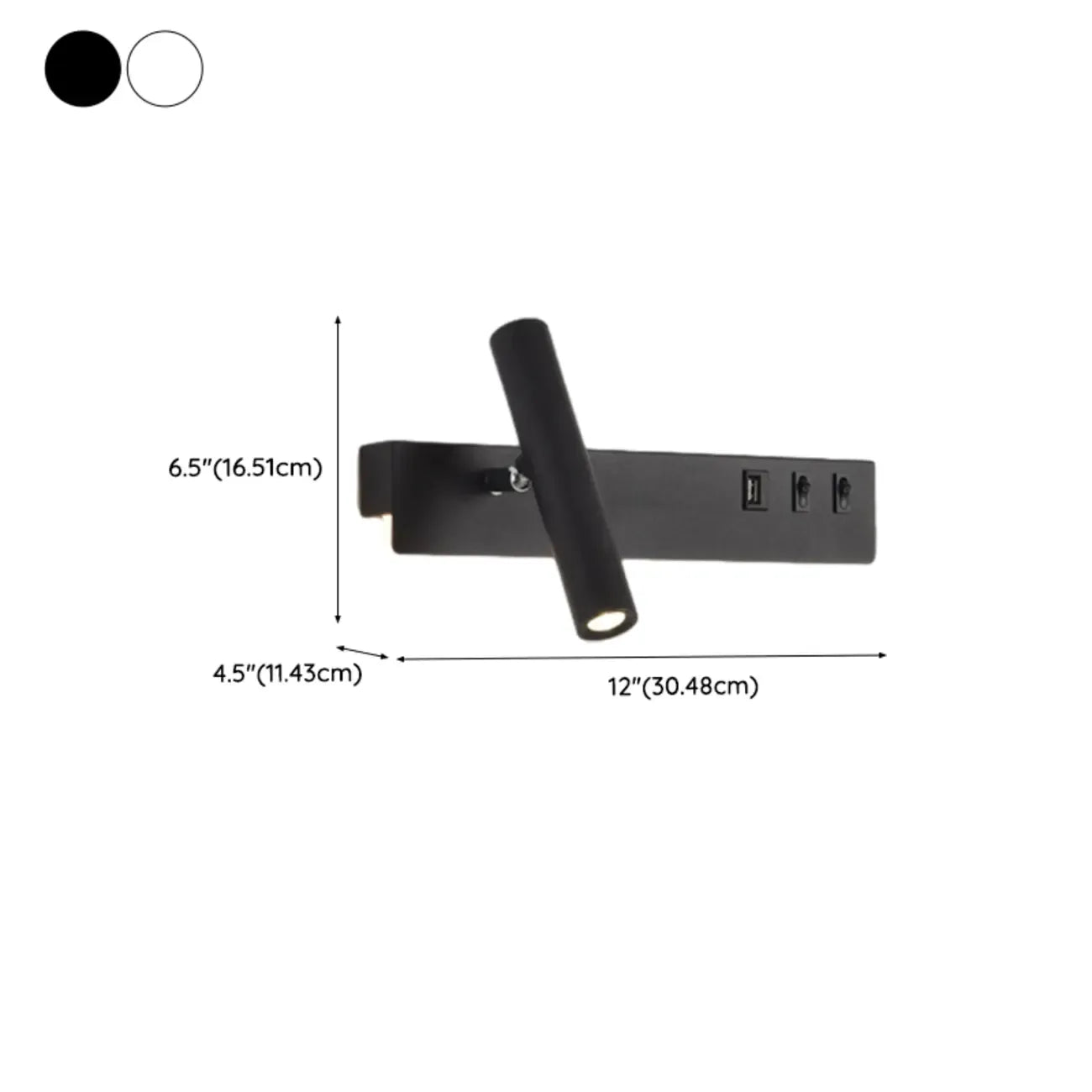 Applique murale moderne et minimaliste avec port USB et projecteur orientable