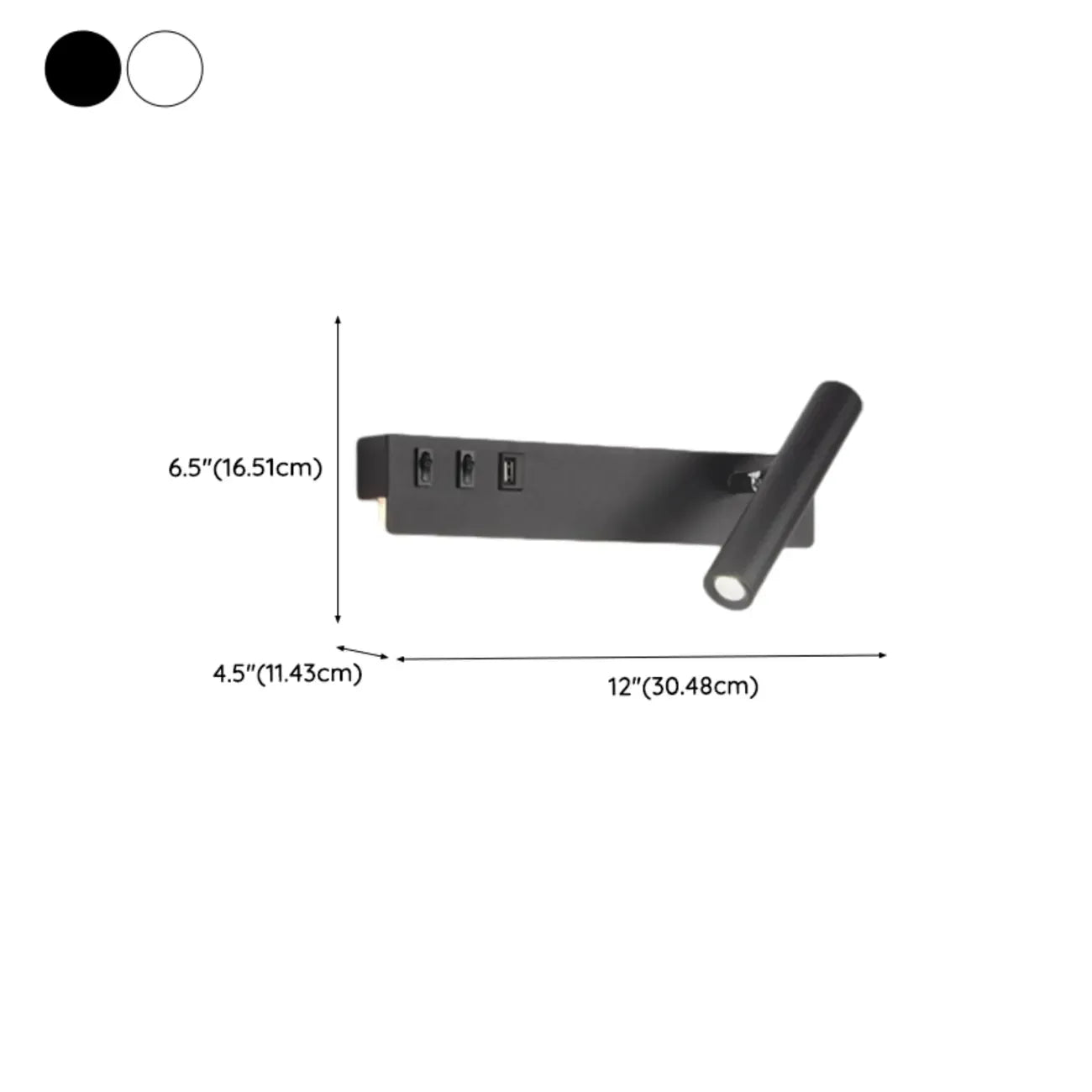Applique murale moderne et minimaliste avec port USB et projecteur orientable