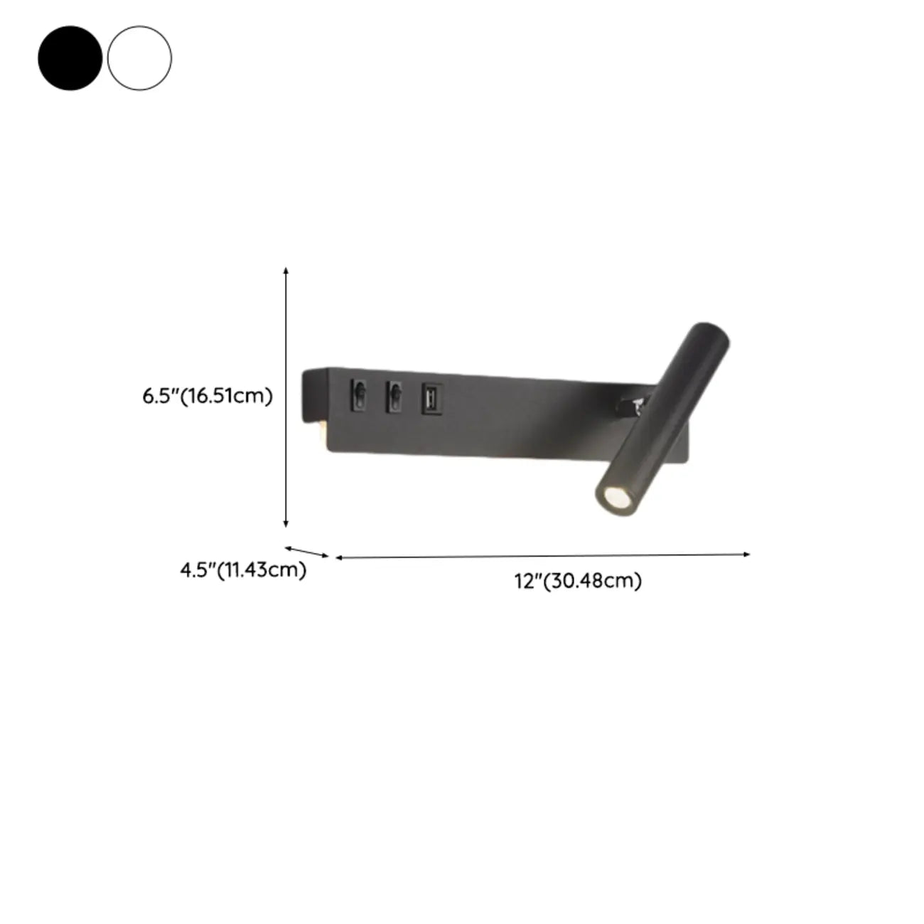 Applique murale moderne et minimaliste avec port USB et projecteur orientable