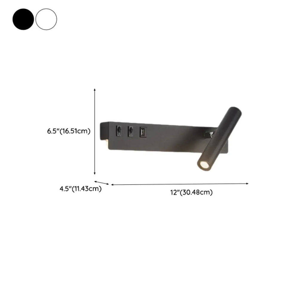 Applique murale moderne et minimaliste avec port USB et projecteur orientable
